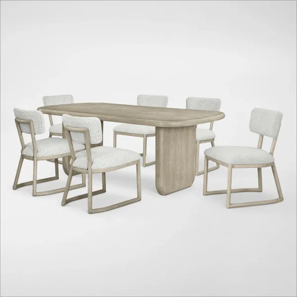 Tahoe Rectangular Dining Table with 6 Upholstered Side Chairs - Sand