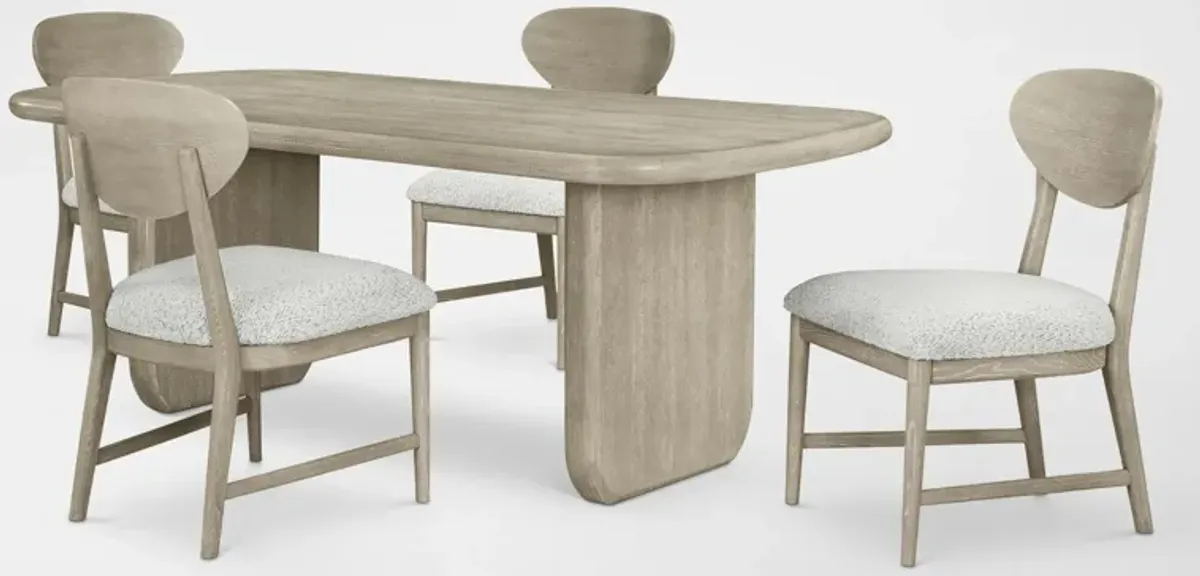Tahoe Rectangular Dining Table with 4 Wood Back Side Chairs - Sand