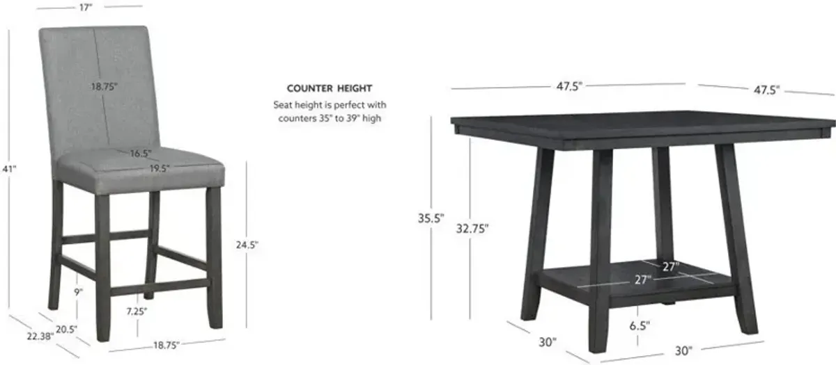 Spiva 5-Piece Counter-Height Dining Set - Grey