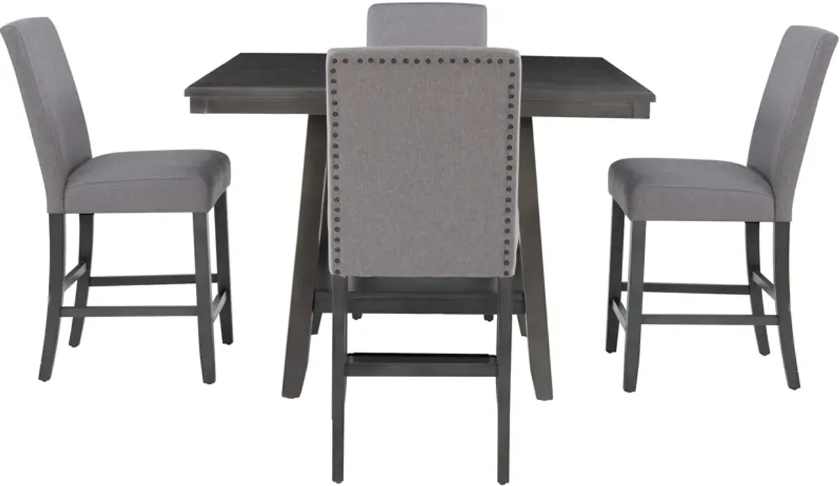 Renalyn Counter-Height Dining Table and 4 Stools - Gray/Black
