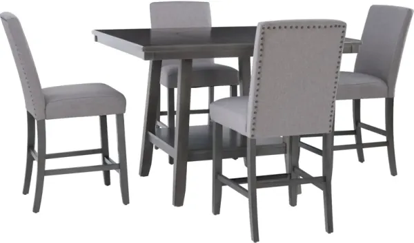 Renalyn Counter-Height Dining Table and 4 Stools - Gray/Black