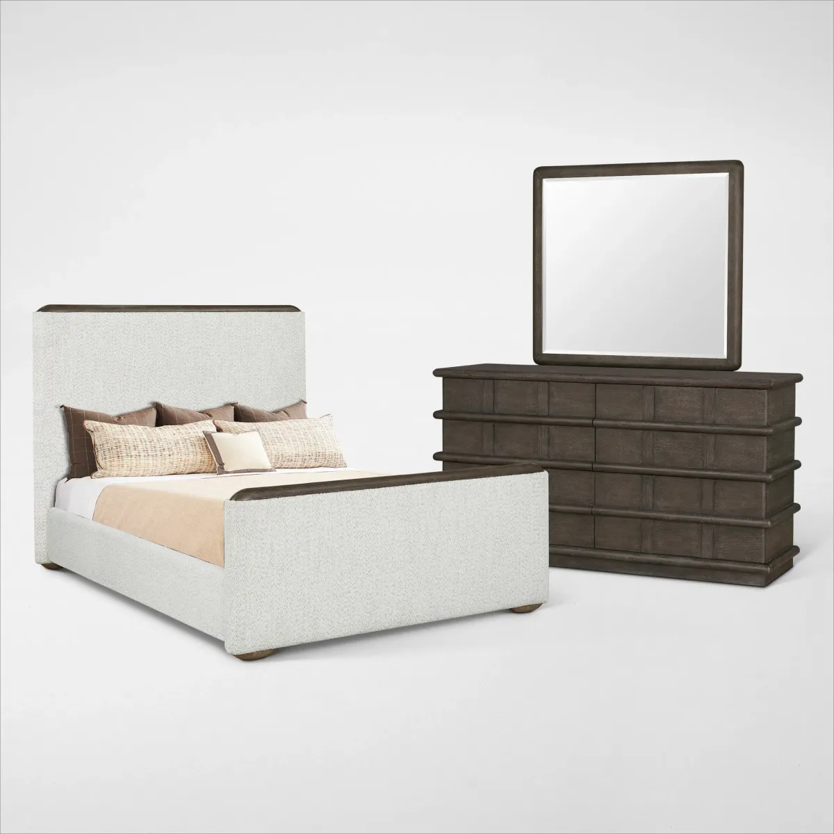 Tahoe 5-Piece Queen Bedroom Set with Dresser and Mirror - Brown