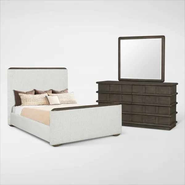 Tahoe 5-Piece Queen Bedroom Set with Dresser and Mirror - Brown
