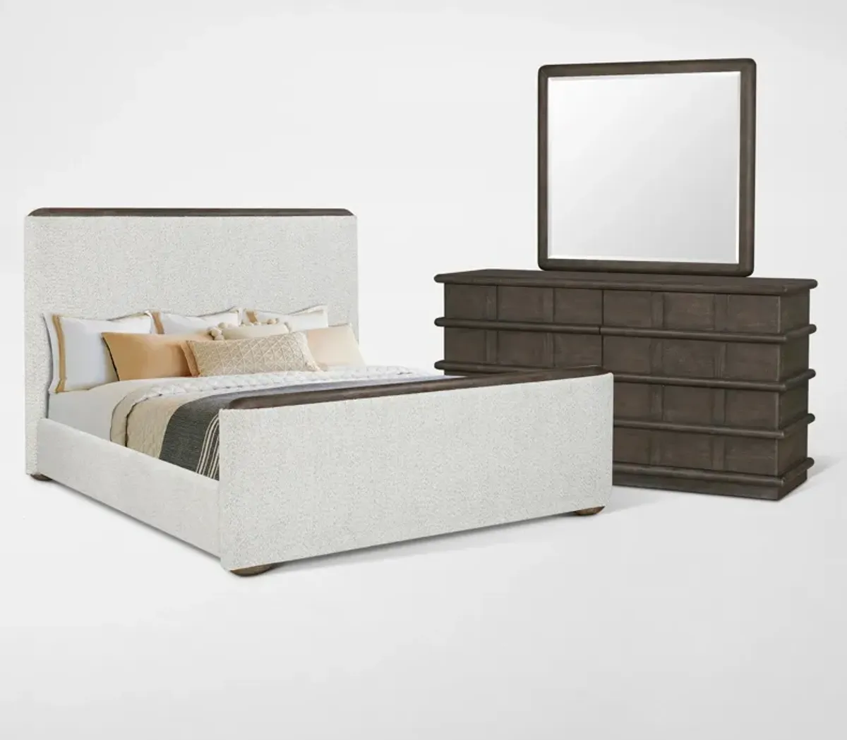Tahoe 5-Piece King Bedroom Set with Dresser and Mirror - Brown