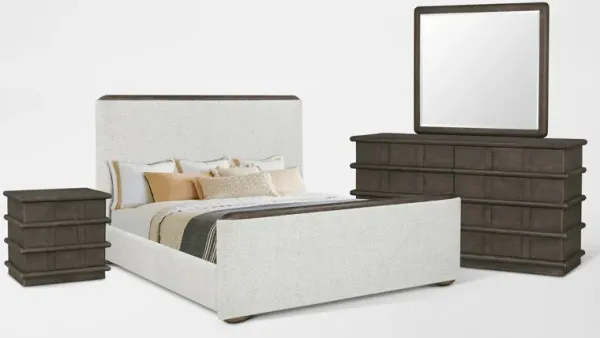 Tahoe 6-Piece King Bedroom Set with Dresser, Mirror and Nightstand - Brown