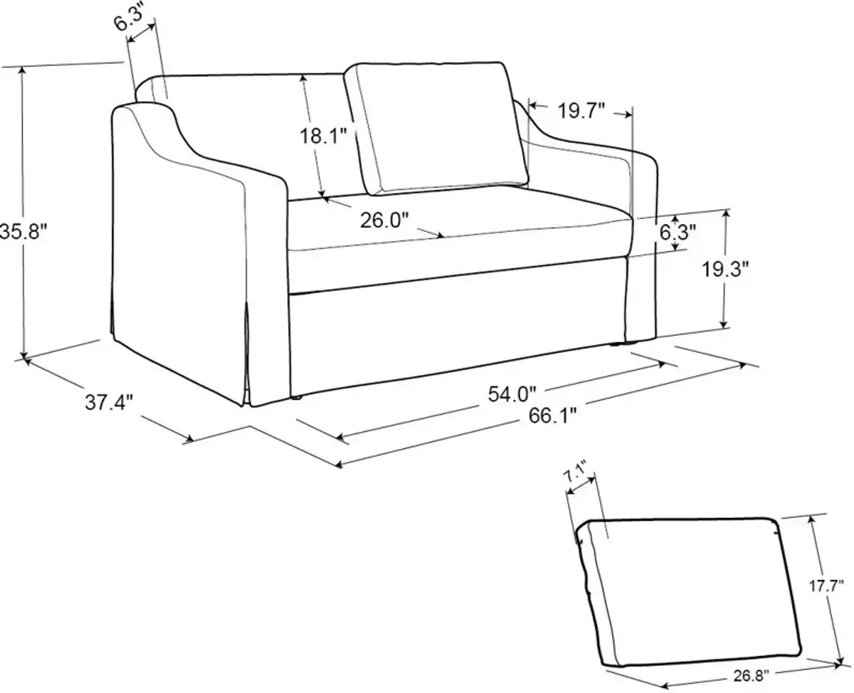 Serta Diana Convertible Loveseat - Flax