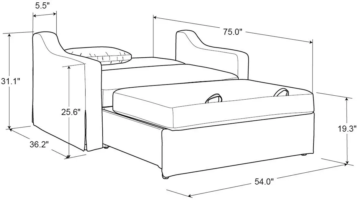 Serta Diana Convertible Loveseat - Flax