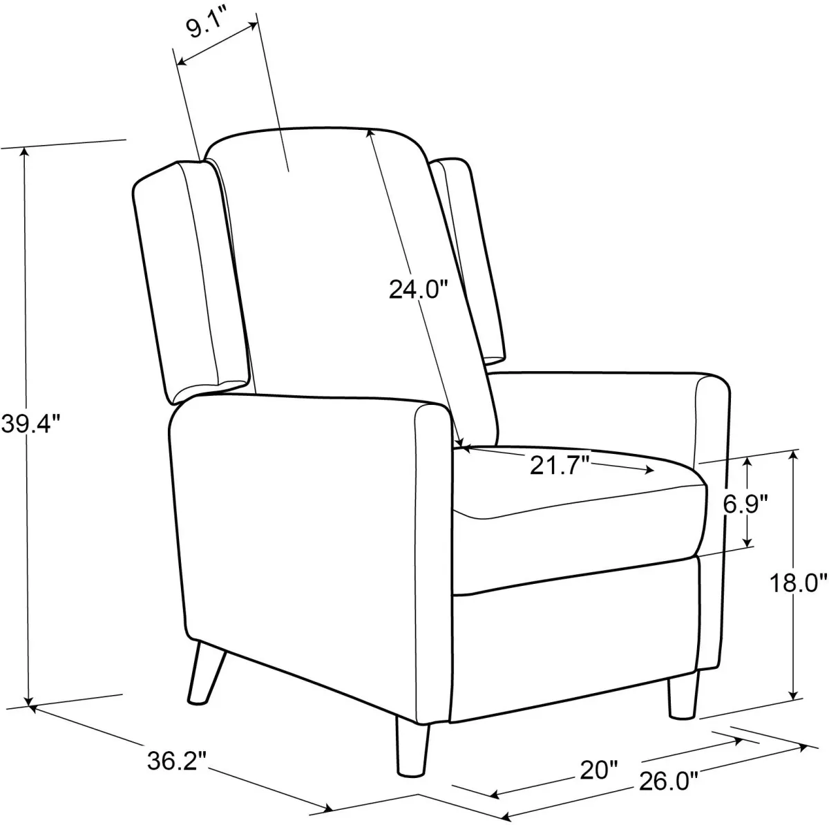 Blumen Push Back Recliner - Navy