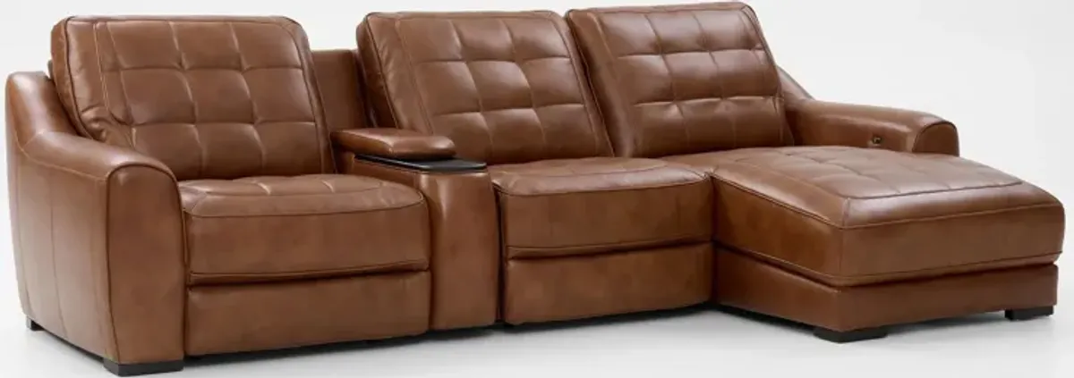 Clayton Dual-Power 4-Piece Sectional with Right-Facing Chaise and Console