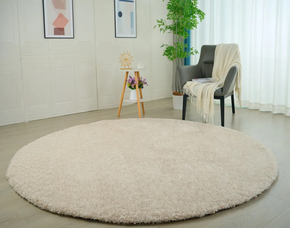 Lorena 7' Round Area Rug - Cream and Beige
