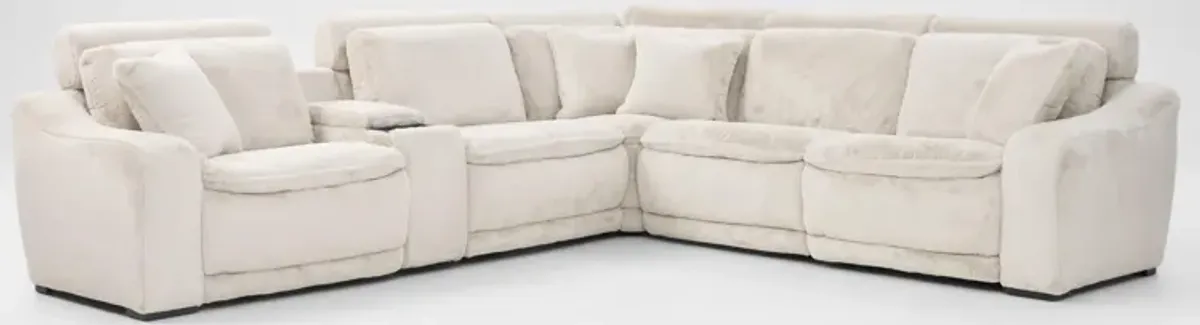 Luca Dual-Power 6-Piece Reclining Sectional with Console - Ivory