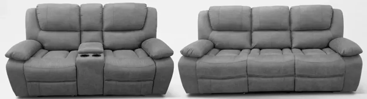 Nelson Manual Reclining Sofa and Loveseat - Dove