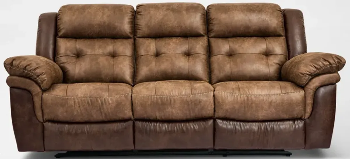 Parker Manual Reclining Sofa and Loveseat - Brown