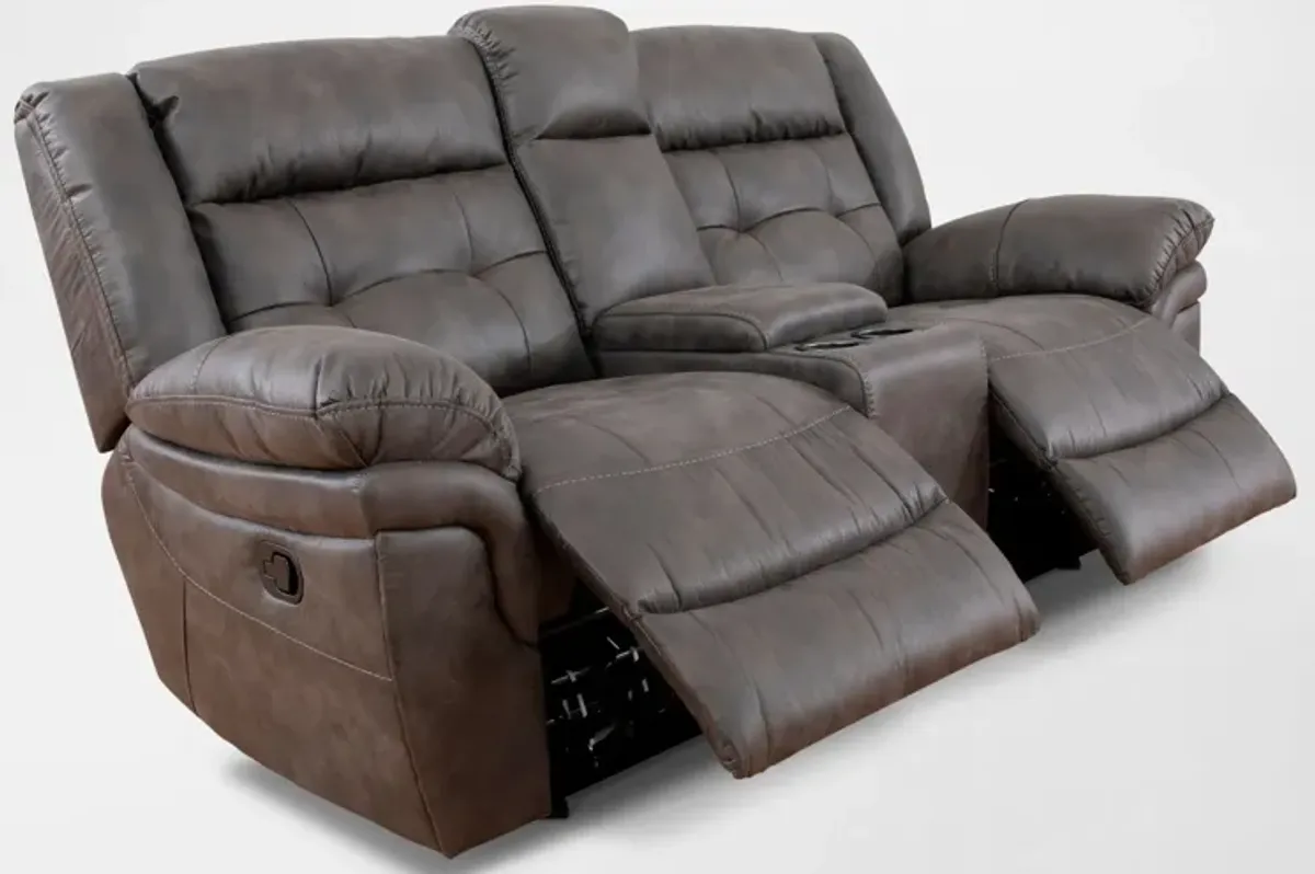 Parker Manual Reclining Loveseat with USB Charging - Gray