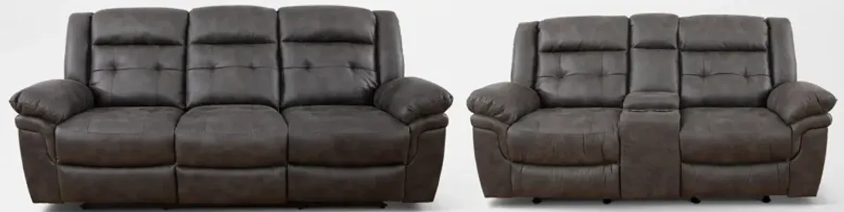 Parker Manual Reclining Sofa and Loveseat - Gray