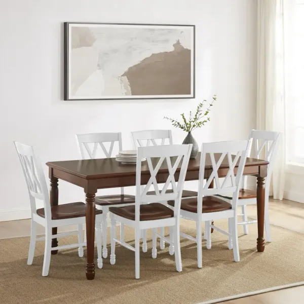 Gracie Dining Table and 6 Chairs - Brown/White