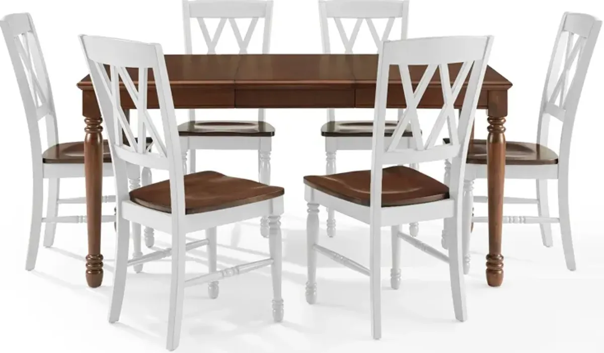 Gracie Dining Table and 6 Chairs - Brown/White