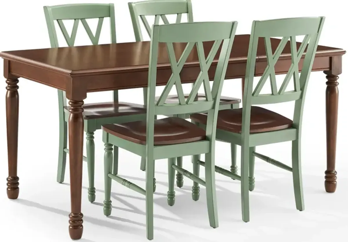 Gracie Dining Table and 4 Chairs - Brown/Teal
