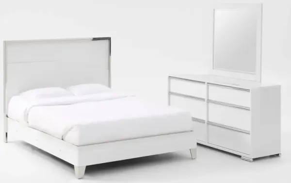 Selena 5-Piece King Bedroom Set with Dresser and Mirror - White