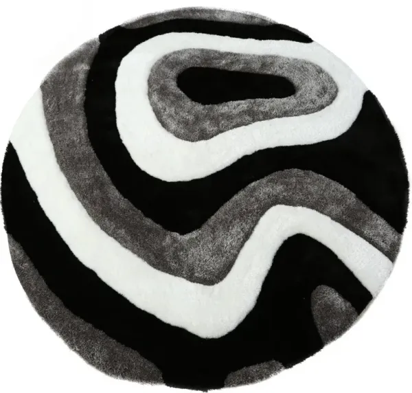 Bayou 7' Round Area Rug - Black/White/Gray