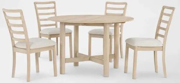 Landon Round Dining Table and 4 Ladder-Back Side Chairs - Natural