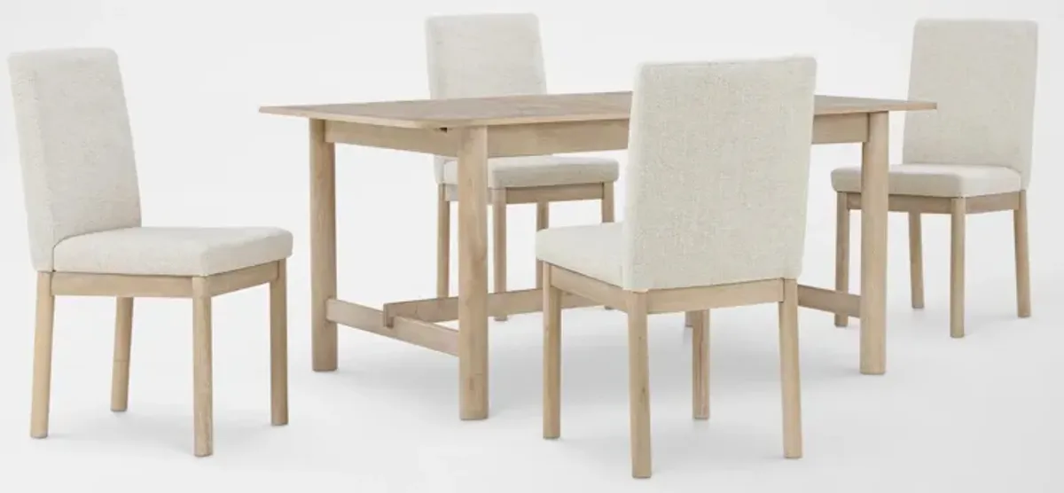 Landon Rectangular Dining Table and 4 Upholstered Side Chairs - Natural
