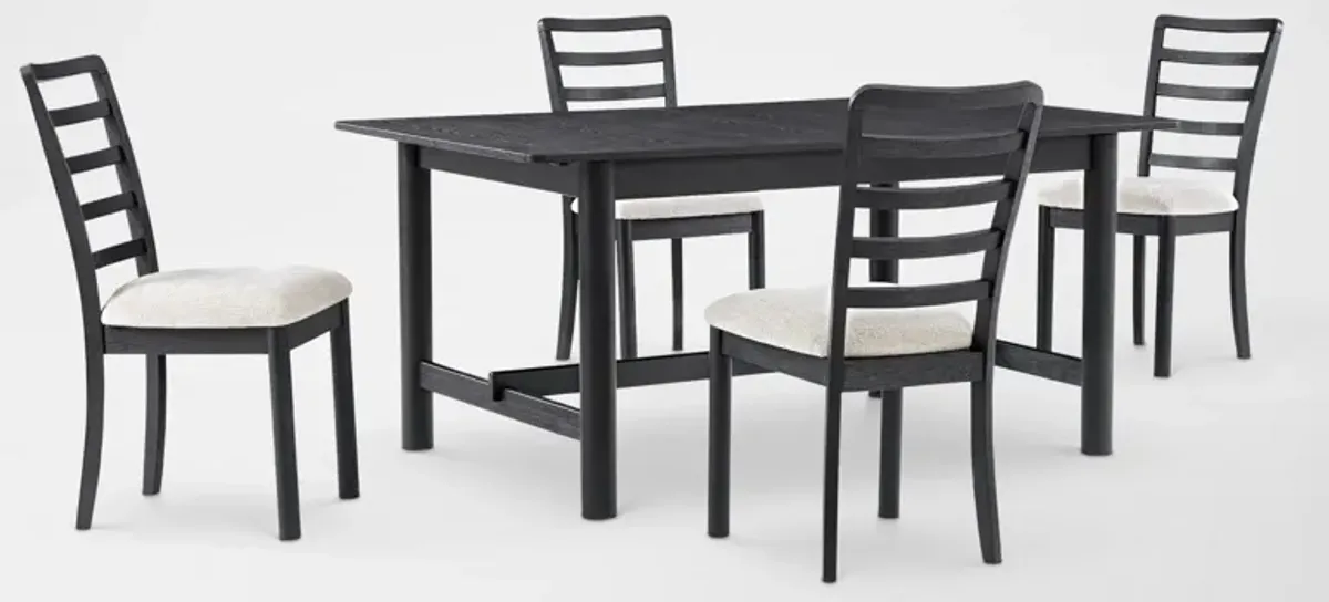 Landon Rectangular Dining Table and 4 Ladder-Back Side Chairs - Black