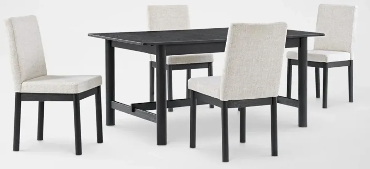 Landon Rectangular Dining Table and 4 Upholstered Side Chairs - Black