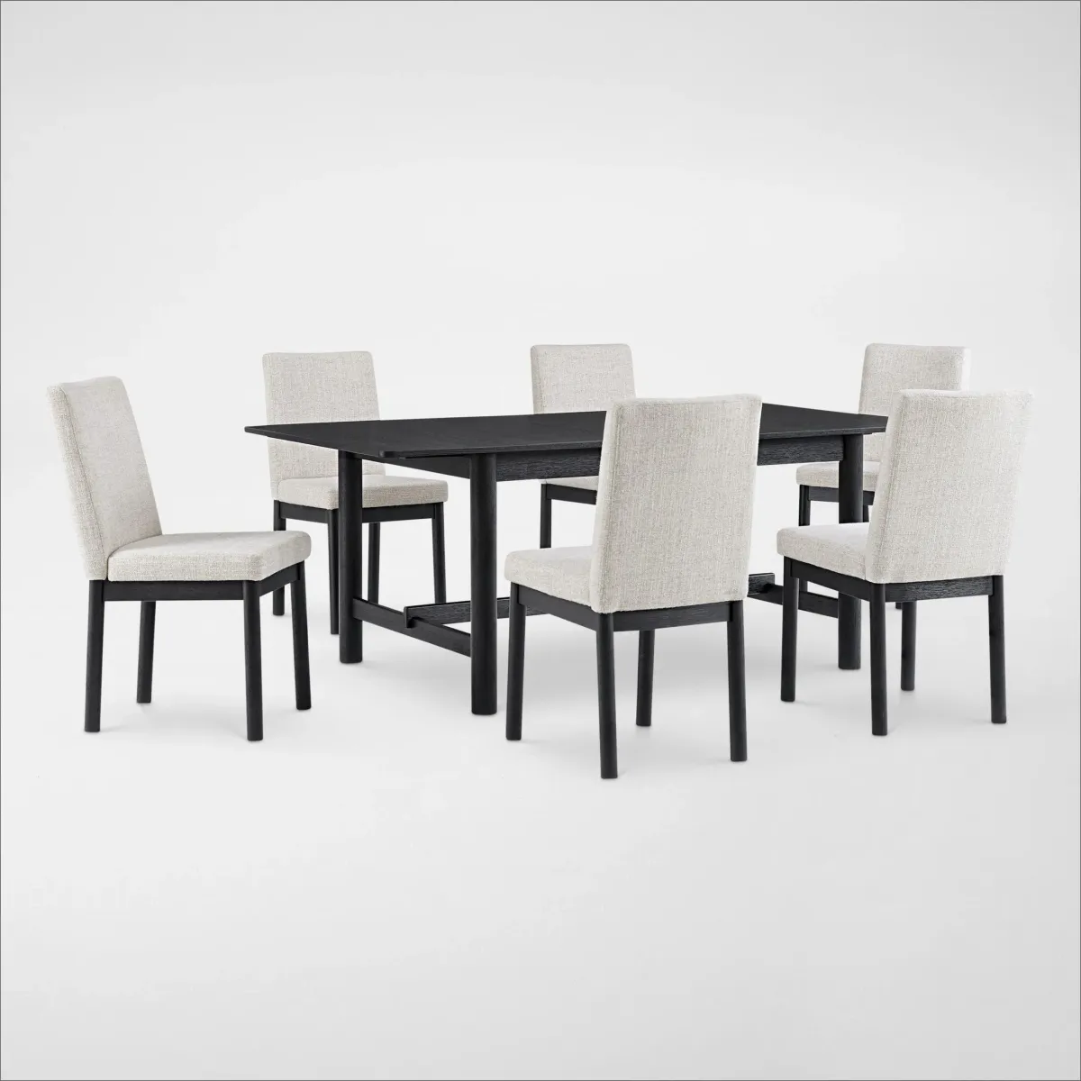 Landon Rectangular Dining Table and 6 Upholstered Side Chairs - Black