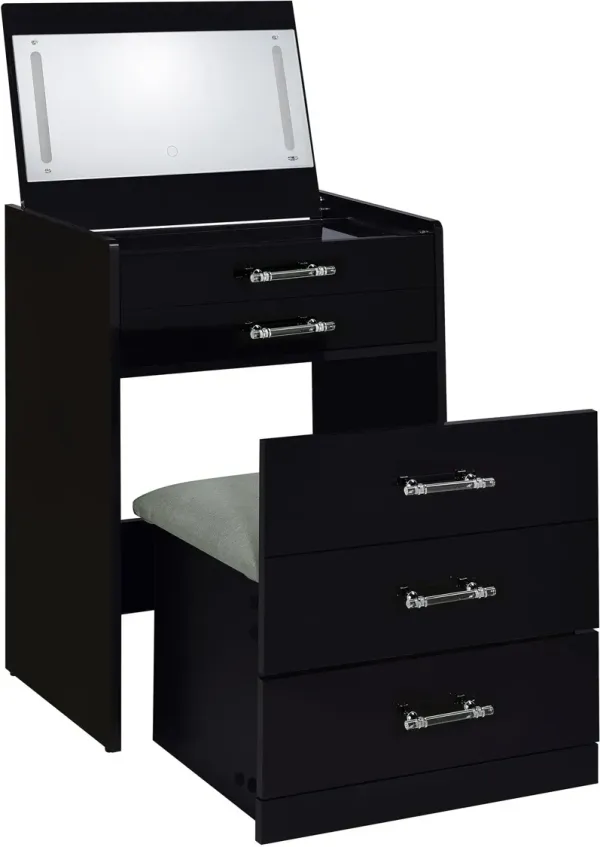 Kosmo 3-Drawer Vanity Set - Black
