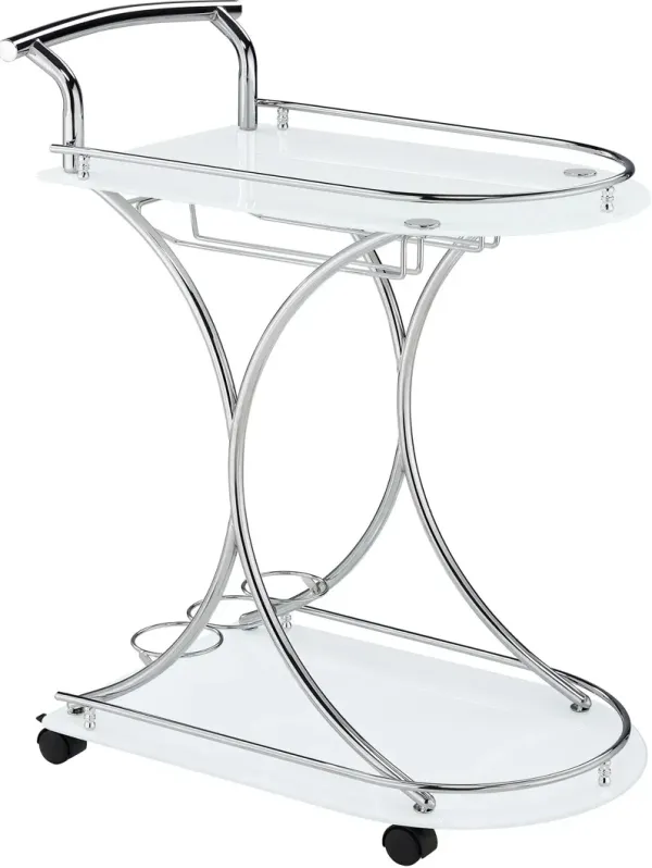 Frederick Bar Cart - White/Chrome