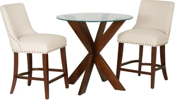 Whitaker Counter-Height Dining Table and 2 Upholstered Stools