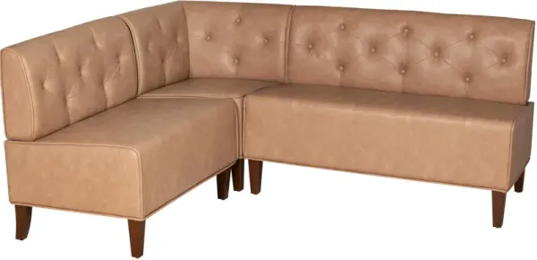 Whitaker Corner Bench - Tan Vegan Leather
