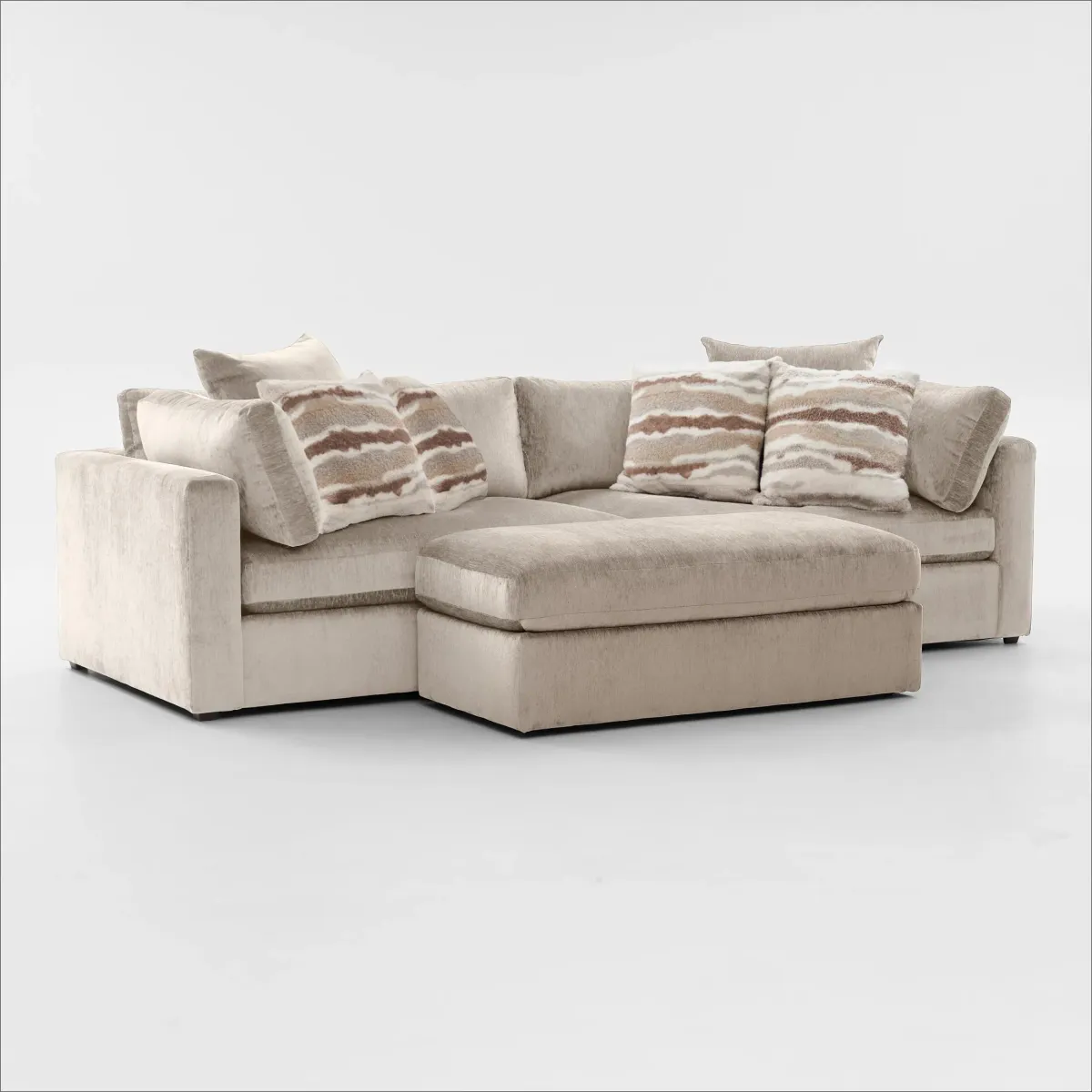 Sasha Foam Comfort Sectional - Luscious Champagne