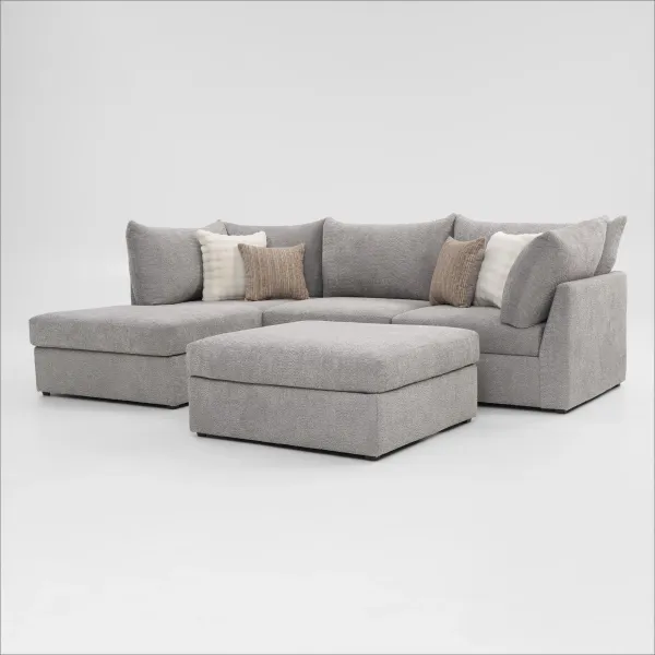Dylan 2-Piece Sectional with Chaise and Ottoman - Gray