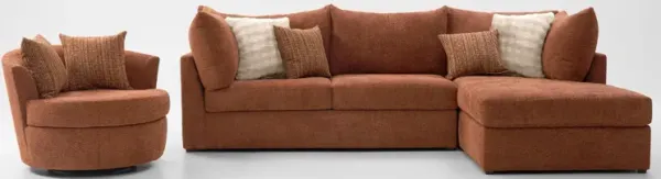 Dylan 2-Piece Sectional and Swivel Chair - Rust