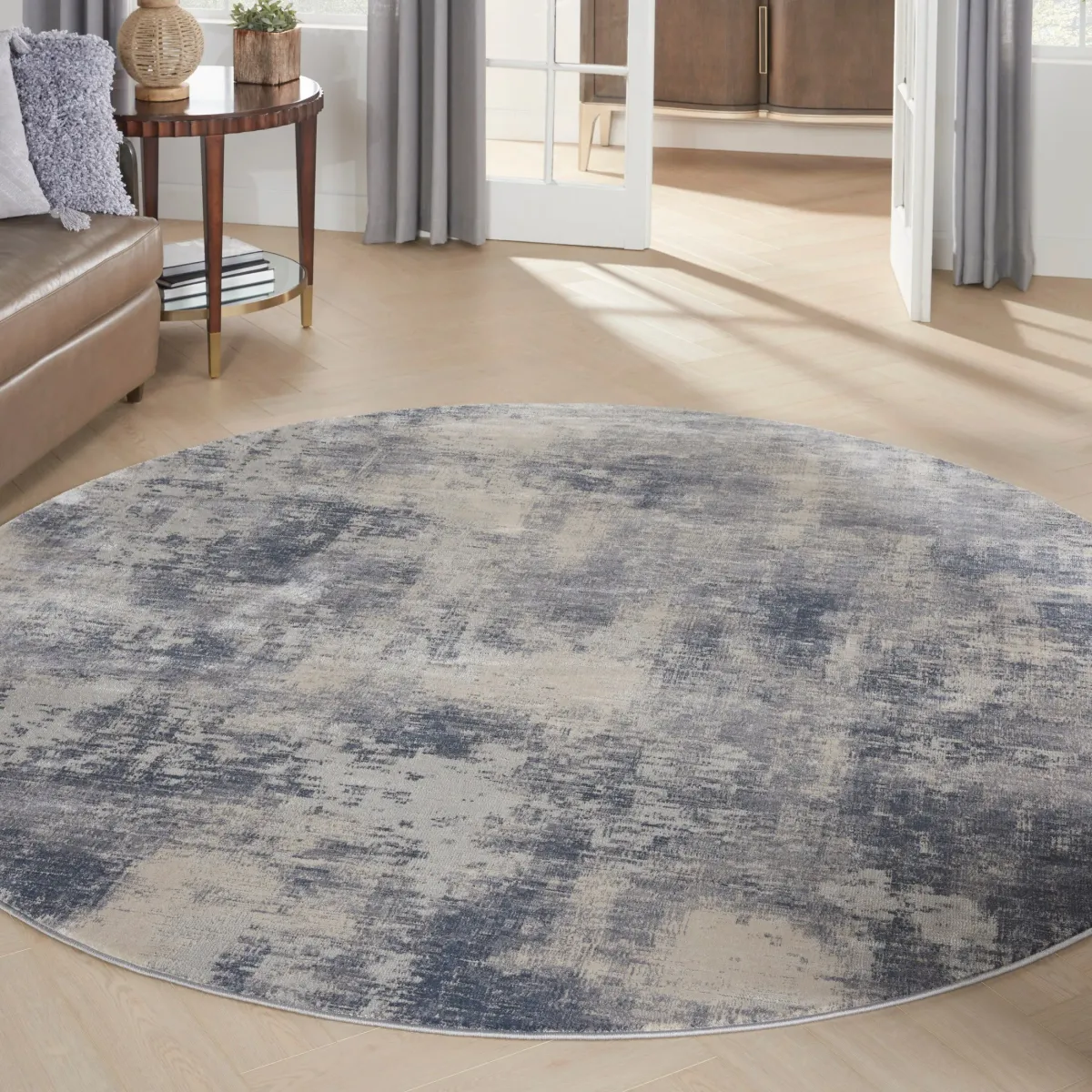 Jamesport 5' Round Area Rug - Blue/Ivory