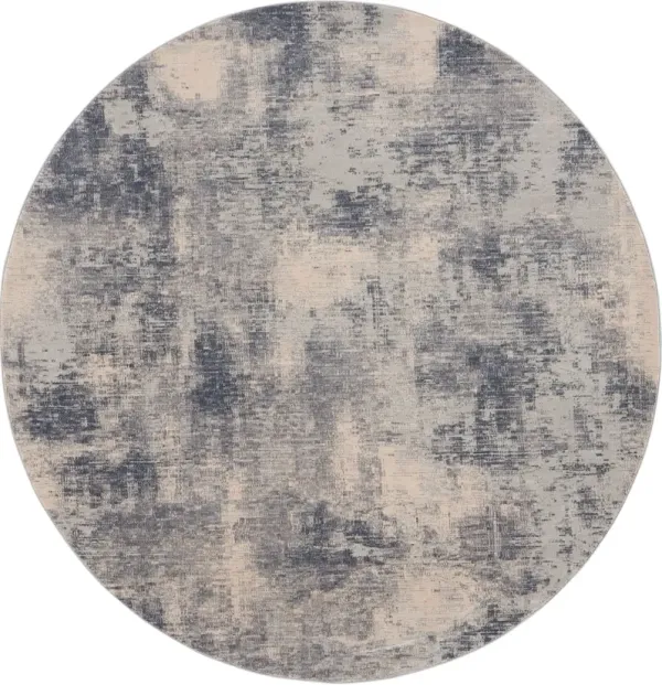 Jamesport 8' Round Area Rug - Blue/Ivory