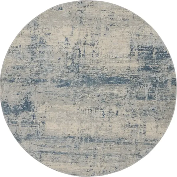 Bridgehampton 5' Round Area Rug - Ivory/Blue