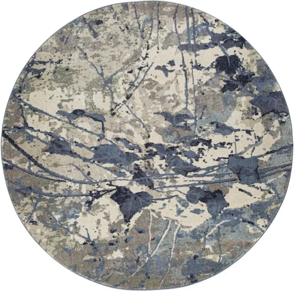 Tami 8' Round Area Rug - Blue, Gray and Cream