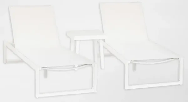 South Hampton Set of 2 Outdoor Chaise Loungers - White