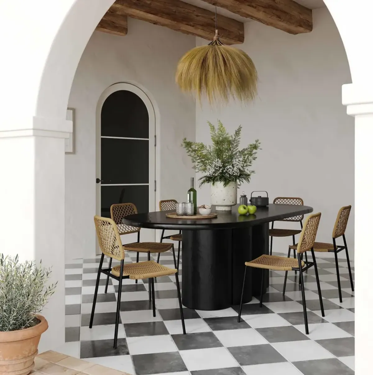 Bandalier Indoor/Outdoor Oval Dining Table - Black