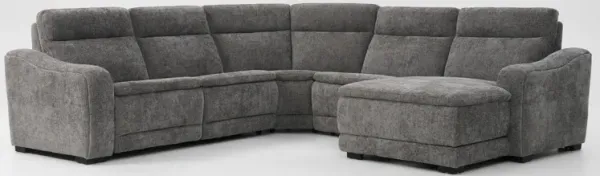 Majestic Dual-Power 5-Piece Reclining Sectional with Chaise - Charcoal