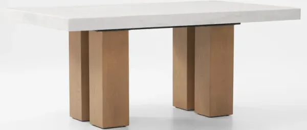 Artemis Rectangular Marble Dining Table - White Marble/Natural