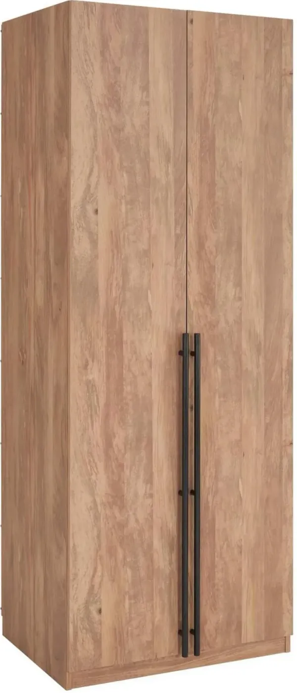 Rian Wardrobe Closet with 4 Shelves and 2 Drawers - Brown