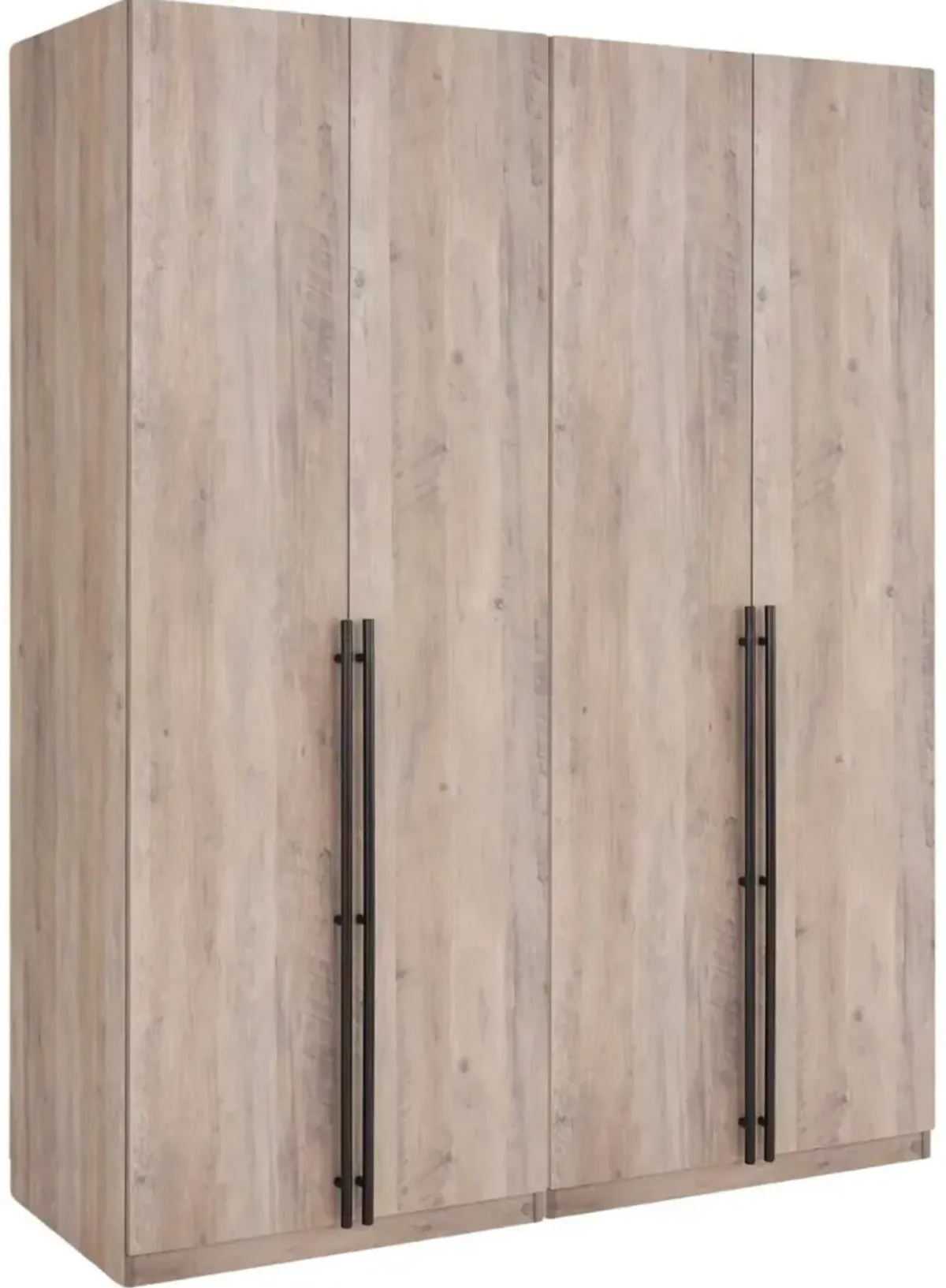 Rian Set of 2 Wardrobe Closets with 4 Shelves and 2 Drawers - Gray