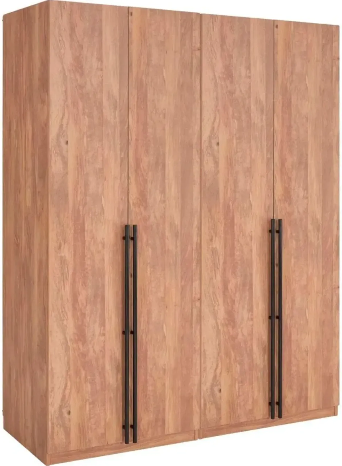 Rian Set of 2 Wardrobe Closets with 4 Shelves and 2 Drawers - Brown