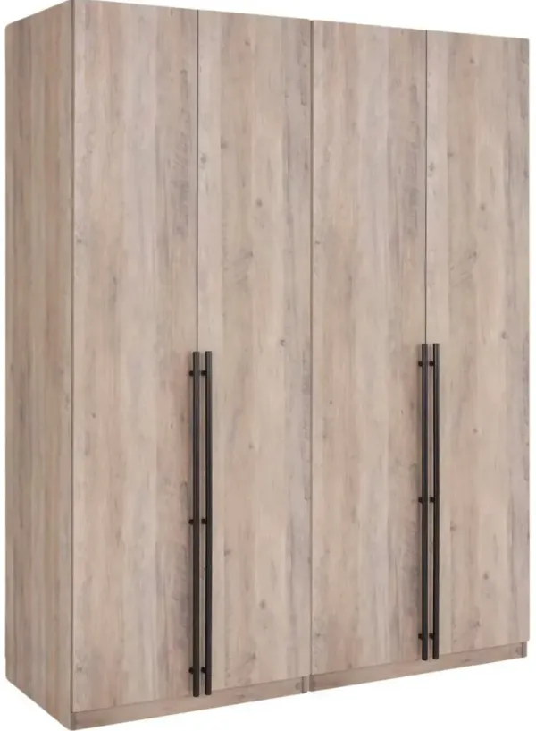 Rian Set of 2 Wardrobe Closest with 1 Hanging Rod, 4 Drawers and 5 Shelves - Gray