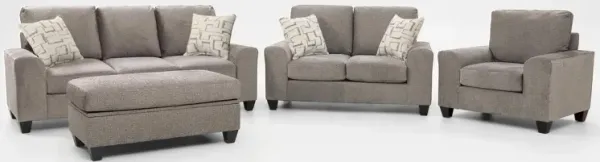 Canyon Sofa, Apartment Sofa, Chair, and Storage Ottoman Set - Taupe