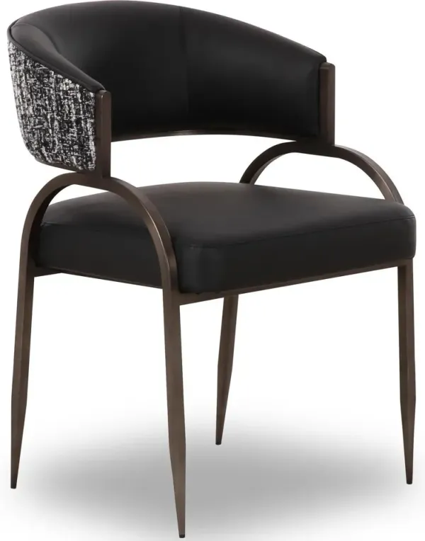 Travis Vegan Leather 2-Tone Dining Chair - Black